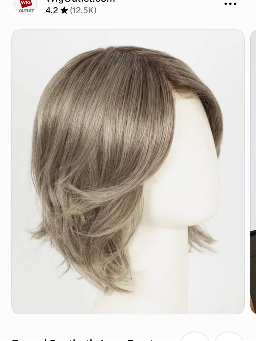 Like new Rene of Paris Brann wig in color Greige-R choppy bob w/ bangs synthetic